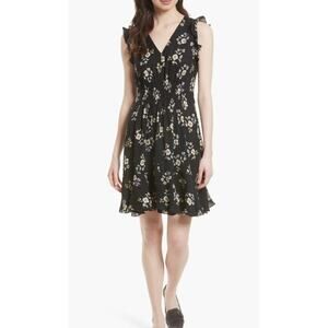 Rebecca Taylor Silk Kelsey Floral Satin Mini Sundress Black Size 10